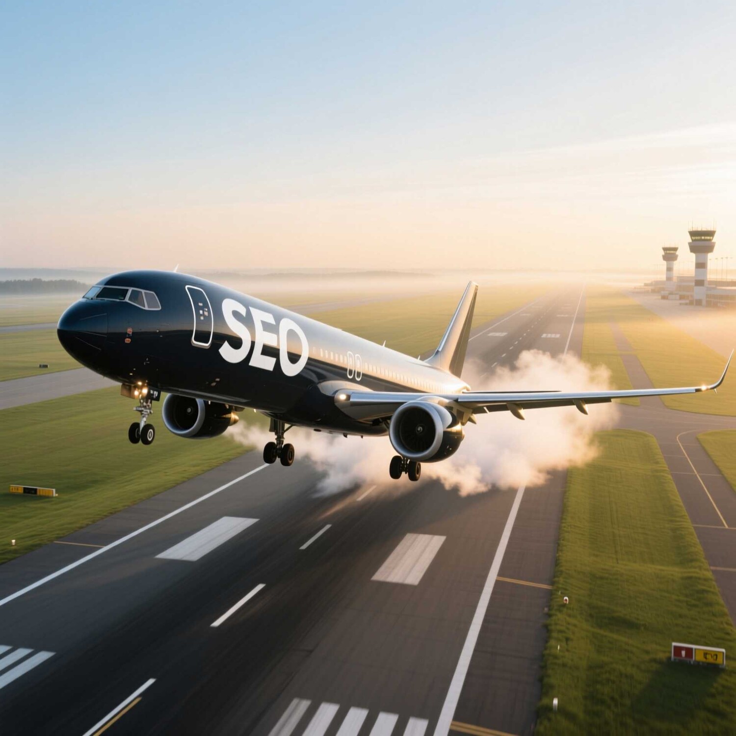 Сасолёт с надписью SEO взлетает