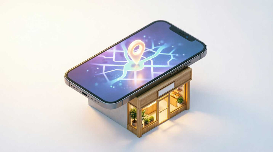 3D-иллюстрация смартфона, отображающего голографическую карту